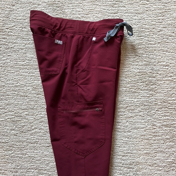 Figs: Zamora Jogger Scrub Pants. Size: XS Petite. Color: Burgundy. - Picture 3 of 5